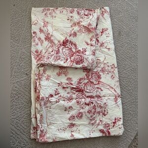 Pottery Barn Vintage Toile Red Country Scene Floral Duvet Cover TWIN